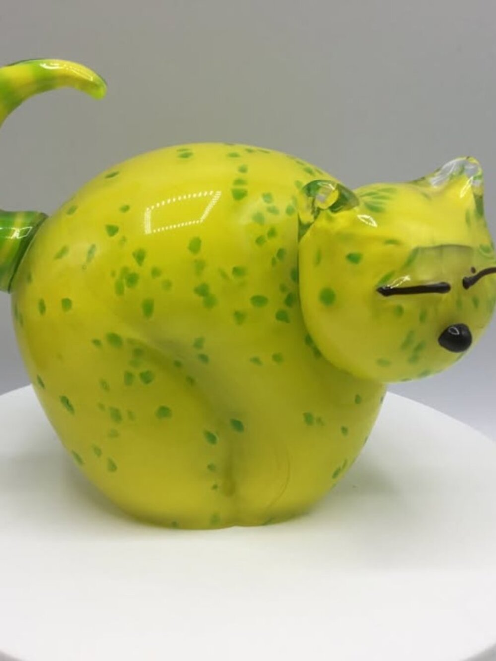 Yellow Speckled Art Glass Cat Figurine